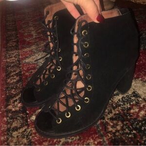 Jeffrey Campbell Black Lace-Up Ankle Boots